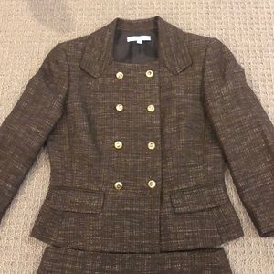 Antonio Melani brown and gold stitch suit